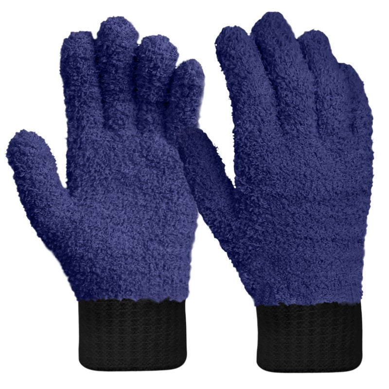 MIG4U Microfiber Gloves - Dusting Gloves for House Cleaning - Washable Blind Cleaner Duster Tool (Navy,S/M) - Image 1